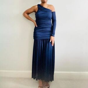 Zara navy blue asymmetric long dress